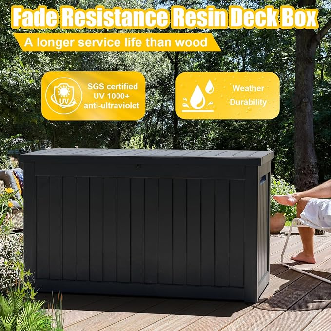 ROJIK Outdoor Storage Housing Deck Box, Waterproof Patio Furniture, Garden Tools - Image 3