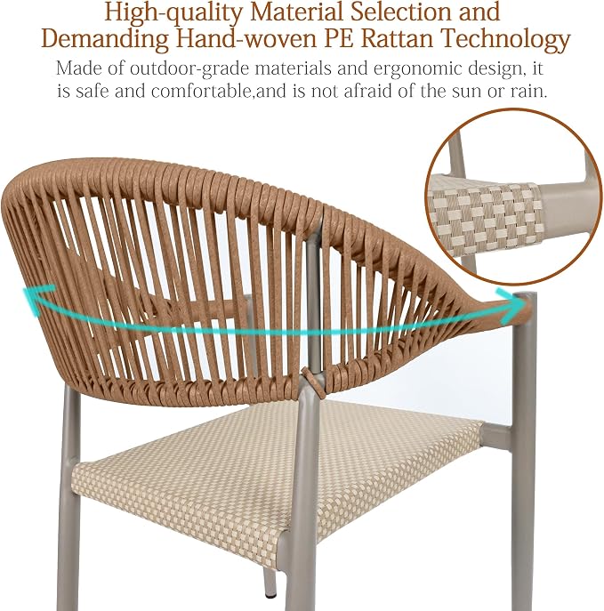 TWT Patio Dining Chairs Outdoor Stackable - Image 5