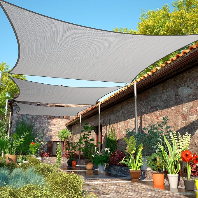 6' x 10' Grey Sun Shade Sail Rectangle SMSLR Canopy Fabric Cloth Screen by ShadeMart