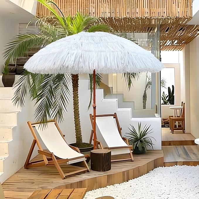 AMMSUN 7.5ft Hula Thatched Hawaiian Tiki Patio Beach Umbrella - Image 4