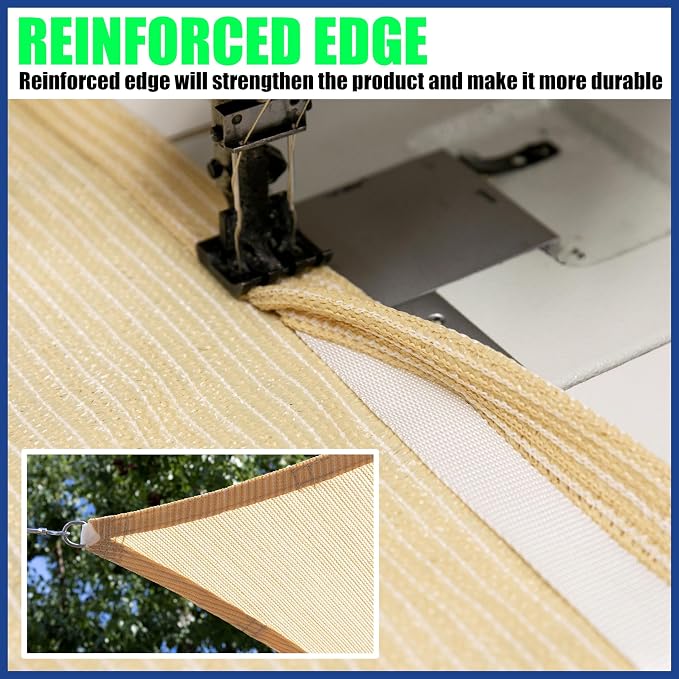 14' x 20' Brown Sun Shade Sail UPF50 Rectangle smTAPR0816 Canopy Fabric Cloth - Image 5