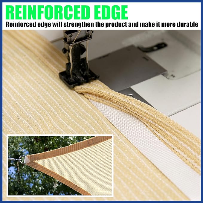 17' x 21' Blue Sun Shade Sail UPF50 Rectangle smTAPR0816 Canopy Fabric Cloth - Image 5