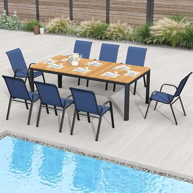 Patio Dining Chairs Set of 8 Outdoor Stackable Dining Chairs - Image 2