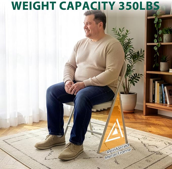 8 Pack Padded Folding Chairs, Portable Metal Foldable Chairs - Image 7