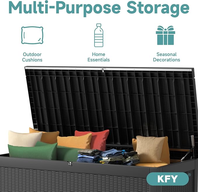 260 Gallon Waterproof Outdoor Storage Box, UV Resistant Resin Deck Box - Image 5