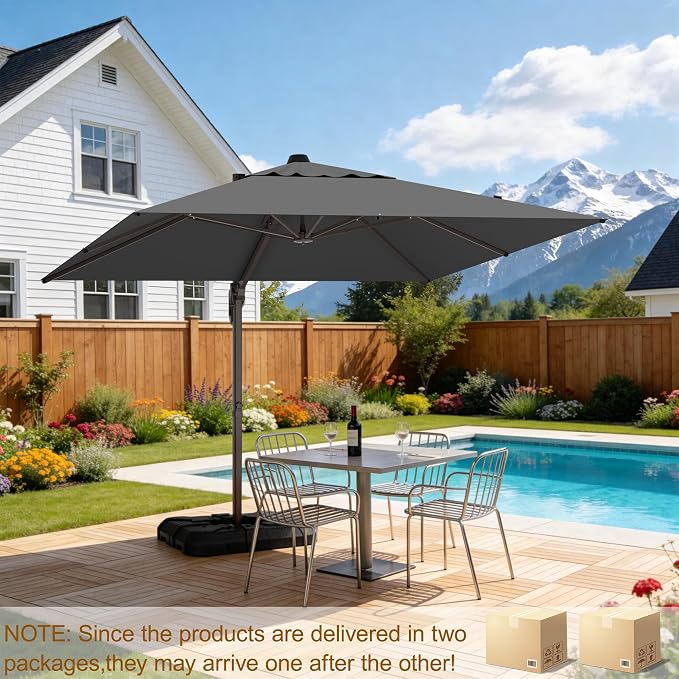 10' X 10' Patio Umbrella Cantilever Outdoor Rectangle Umbrella - Image 2