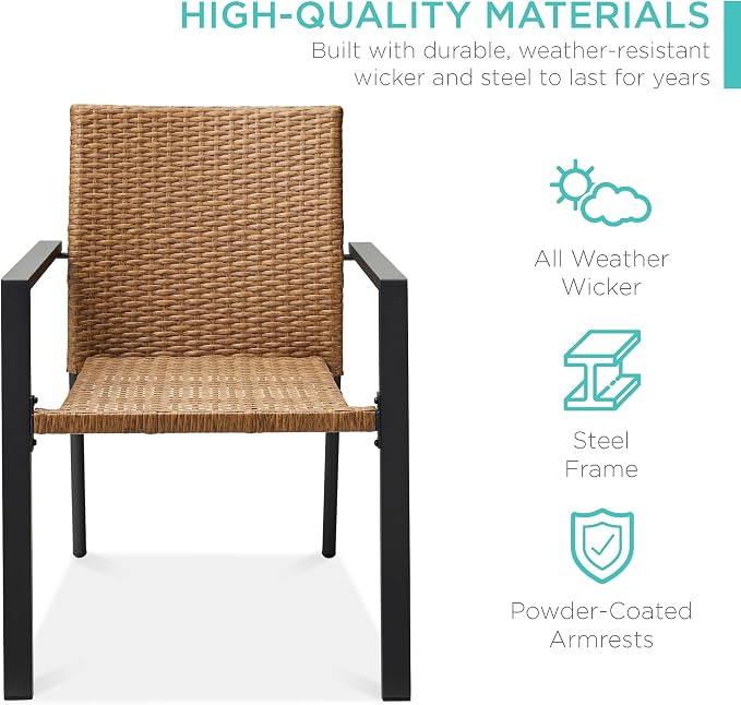 Best Choice Products Set of 2 Stackable Outdoor Wicker Dining Chairs - Image 3