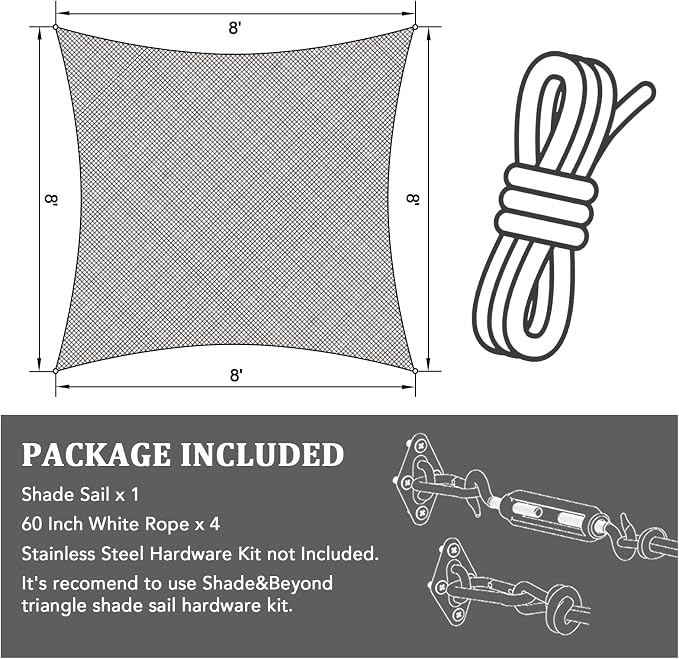 Shade&Beyond 4'x16' Sun Shade Sail Canopy Rectangle, UV Block Breathable Curved - Image 7