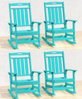 Oversized HDPE Outdoor Rocking Chair Set of 4, All-Weather, Aruba | Heavy Duty by Plawdlik