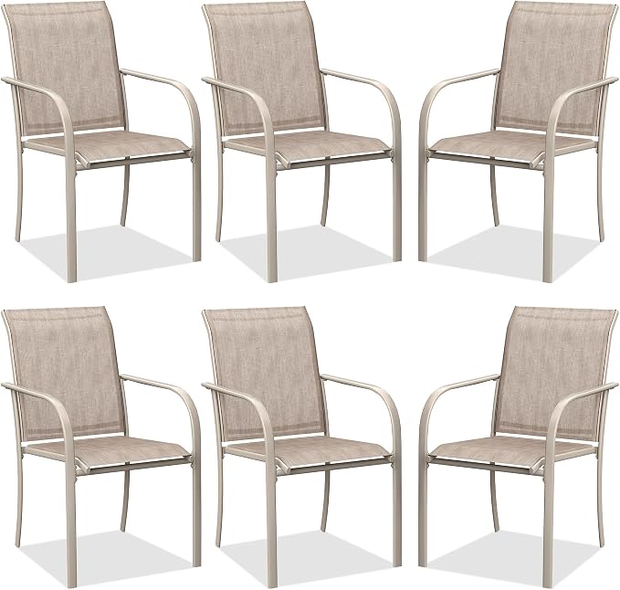 Outdoor Chairs Set of 6, Stackable Patio Dining Chairs by Offeroutdoorsolutions