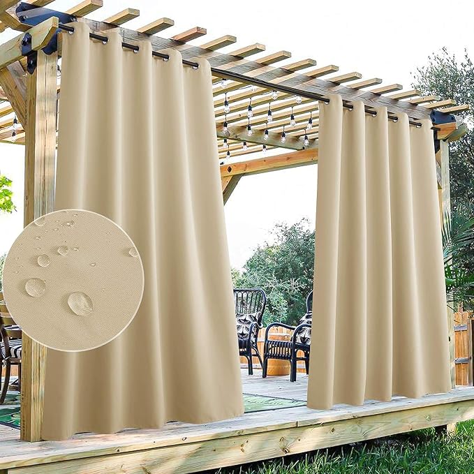 Deck Curtains Curtain Panel W70 x L95 Inch Cream Beige, 1 Panel | Deck Curtains by StangH
