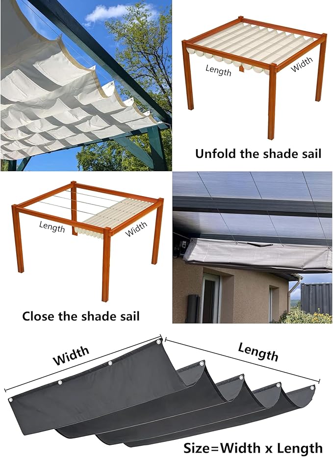 Retractable Wave Shade Cloth Waterproof 13' x 22' Sun Shade Sail Waterproof - Image 5