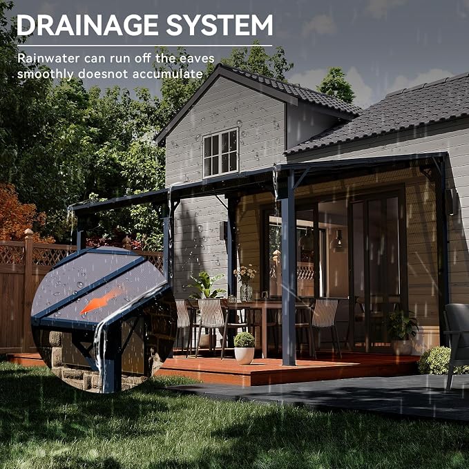 Aoxun 14’x10’ Gazebo with Aluminum Frame & Polycarbonate Panel, Outdoor Patio - Image 5