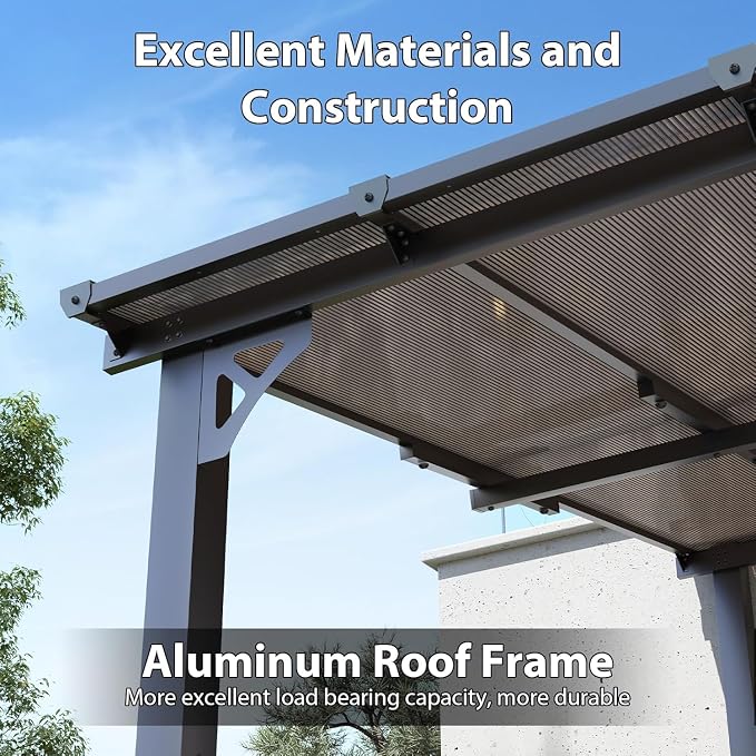 Aoxun 16’x10’ Gazebo with Aluminum Frame & Polycarbonate Panel, Outdoor Patio - Image 8