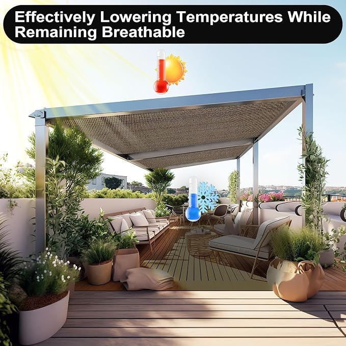 90% Sun Shade Cloth, 10 x 10 FT Pergola Shade Cover Canopy - Image 6