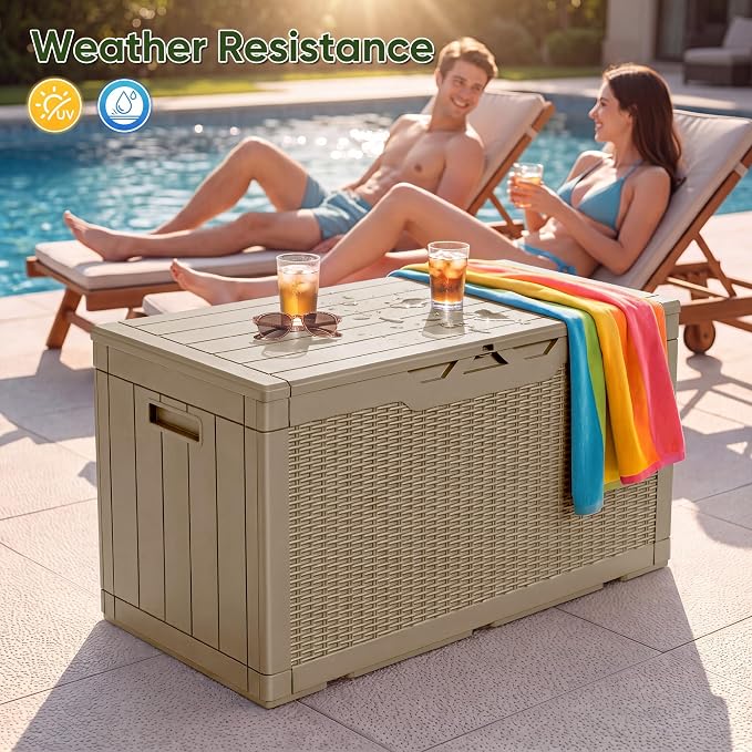 Flamaker Outdoor Storage Box 100 Gallon Waterproof Resin Deck Box | Large - Image 6