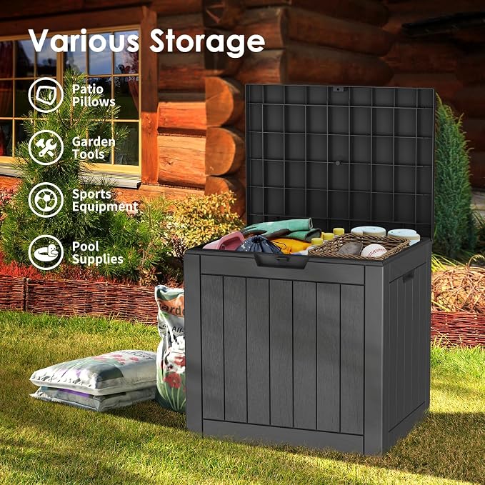Outdoor Storage Box, 35 Gallon Waterproof Deck Box, Quick Snap-Lock Resin - Image 3