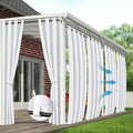 Windproof Outdoor Curtains for Patio Waterproof 6 Pcs 54x84 In White | Grommet by HolidayIdeas
