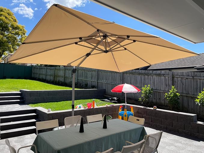 PURPLE LEAF Patio Cantilever Umbrella 9' X 12' Large Double Top, 3-Yr - Image 2