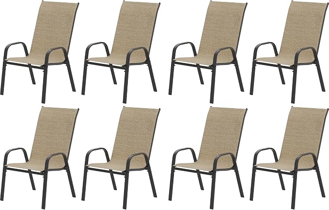 Patio Chairs Set of 8, Outdoor Stackable Dining Chairs by VaJouer