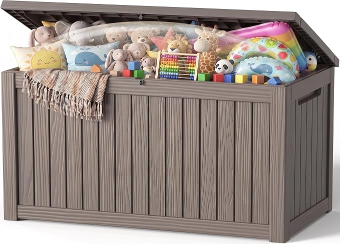 Outdoor Storage Box Waterproof, 300 Gal Gen 2 Resin Deck Box by EFU
