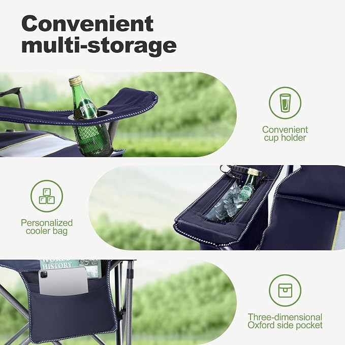 LET'S CAMP Folding Camping Chair Oversized Heavy Duty Padded Outdoor Chair | - Image 6