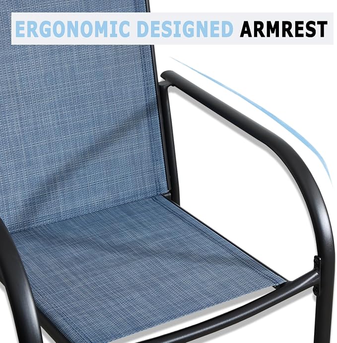 Stackable Patio Chairs Set of 6, Outdoor Dining Chairs - Image 5
