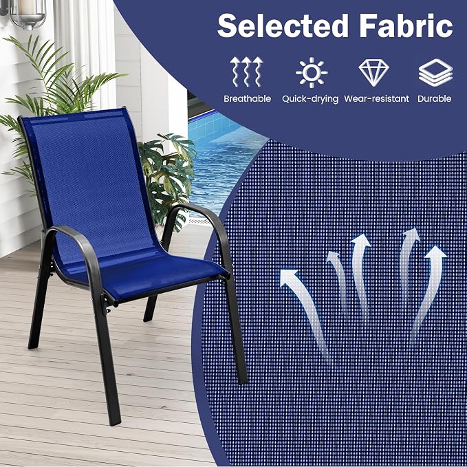 COSTWAY Patio Stackable Dining Chairs Set of 2 - Image 4