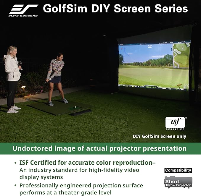 Elite Screens GolfSim DIY, 10'x13' Golf Simulator Impact Screen with Grommets for Indoor Home Golf Training, Golf Hitting Screen, ISF Material, Folded Packing, DIY10X13-IPW1145-F