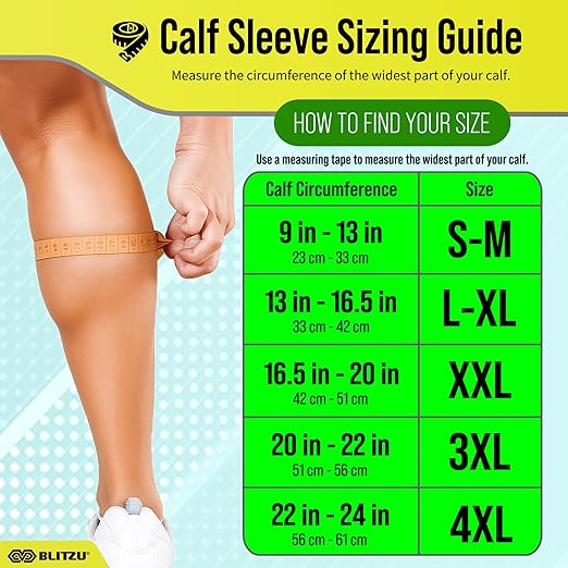 BLITZU 3 Pairs Calf Compression Sleeves for Men and Women. Footless Compression Socks & Leg Support for Running, Travel, Nursing, Fitness. Shin Splints Pain Relief & Reduce Swelling Black 4XL
