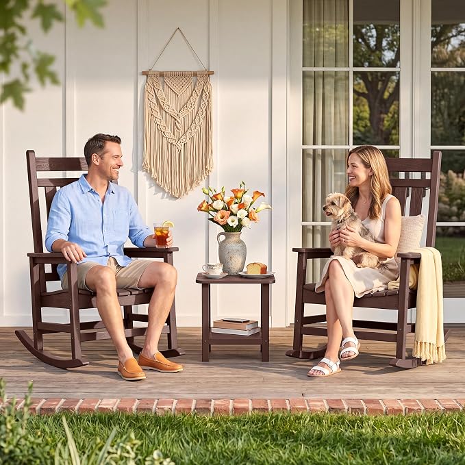 SERWALL Outdoor Rocking Chair, Oversized Rocking Chair - Image 9