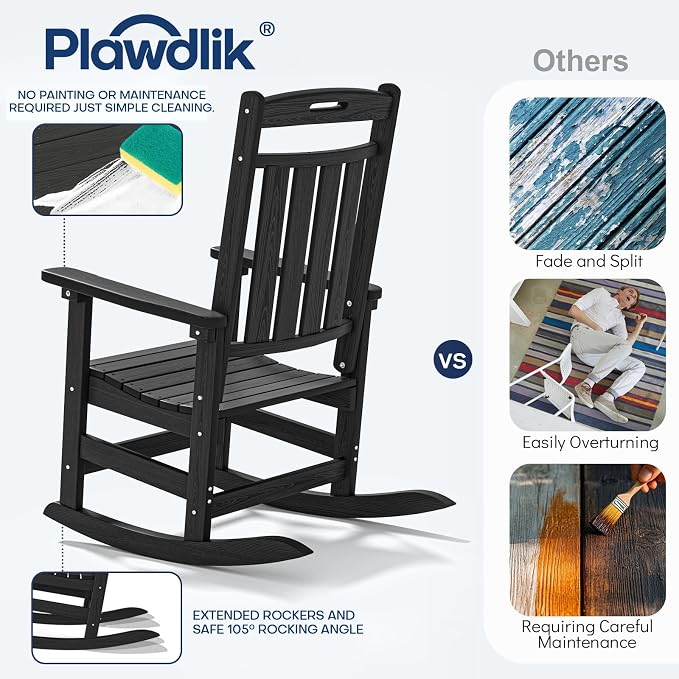 Oversized Rocking Chair Set of 4, HDPE Outdoor All-Weather, Extra Large & Extra - Image 7