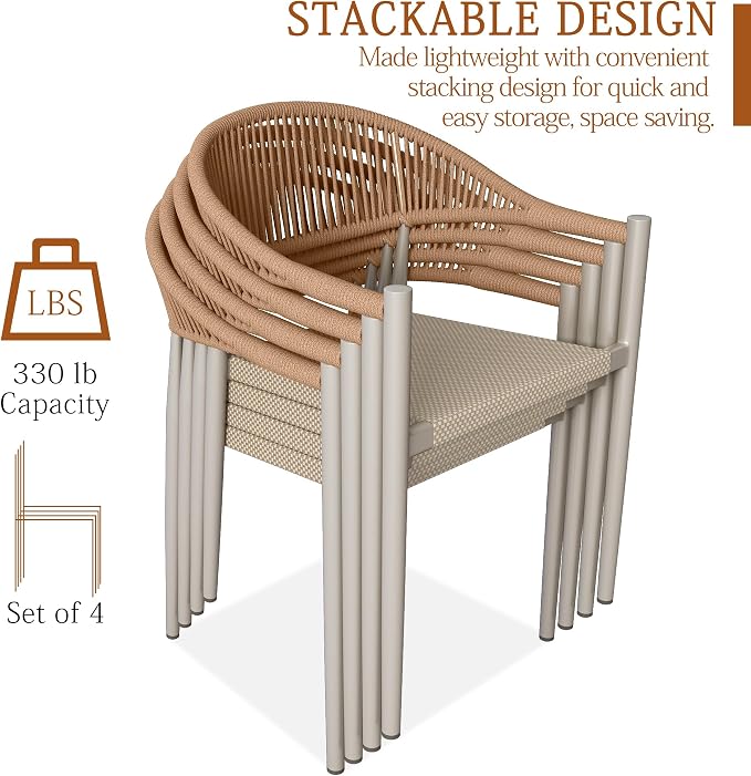 TWT Patio Dining Chairs Outdoor Stackable - Image 6