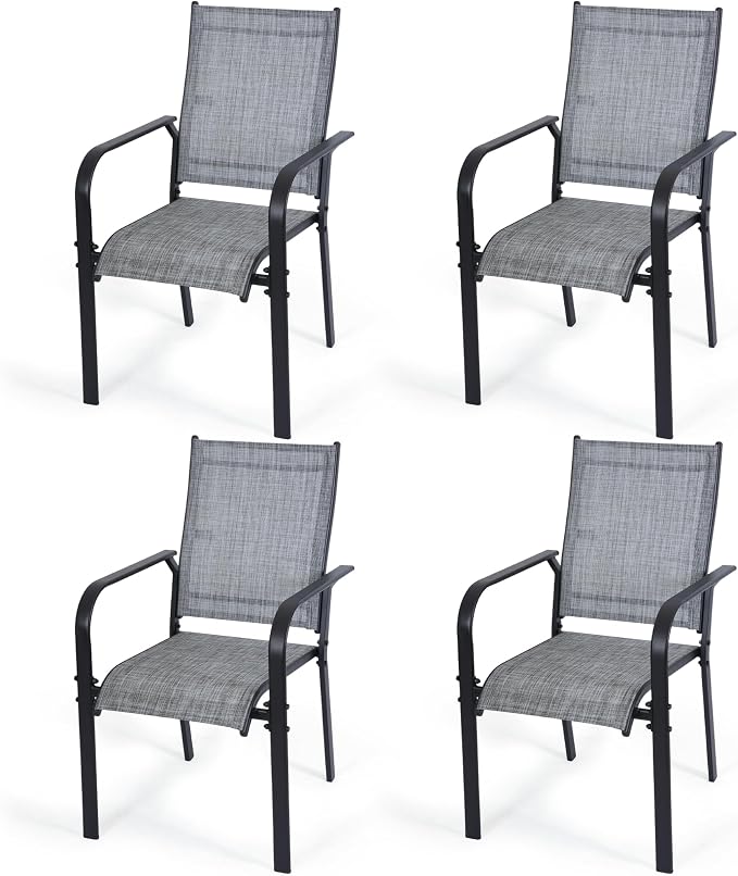 Patio Chairs Set of 4, Stackable Outdoor Dining Chairs, All Weather Breathable by WENTUM