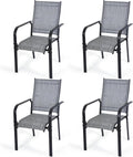 Patio Chairs Set of 4, Stackable Outdoor Dining Chairs, All Weather Breathable by WENTUM