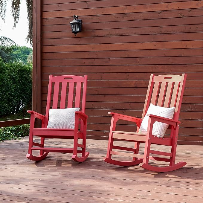 Outdoor Rocking Chairs Set of 2, Oversized Porch Rocker | Weather Resistant - Image 8