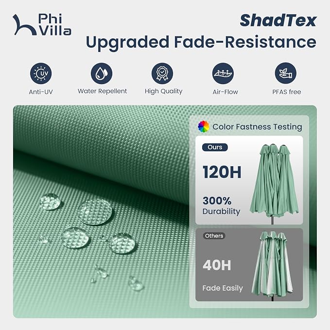 PHI VILLA 15ft Large Outdoor Patio Umbrella - Image 5