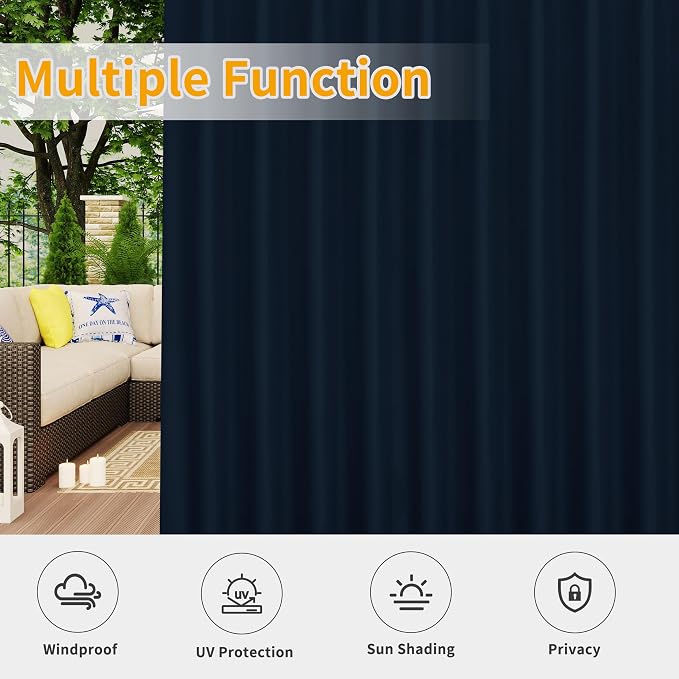 Easy-Going Outdoor Patio Curtains 2 Panels, 110x120 inch, Porch and Pergola - Image 5