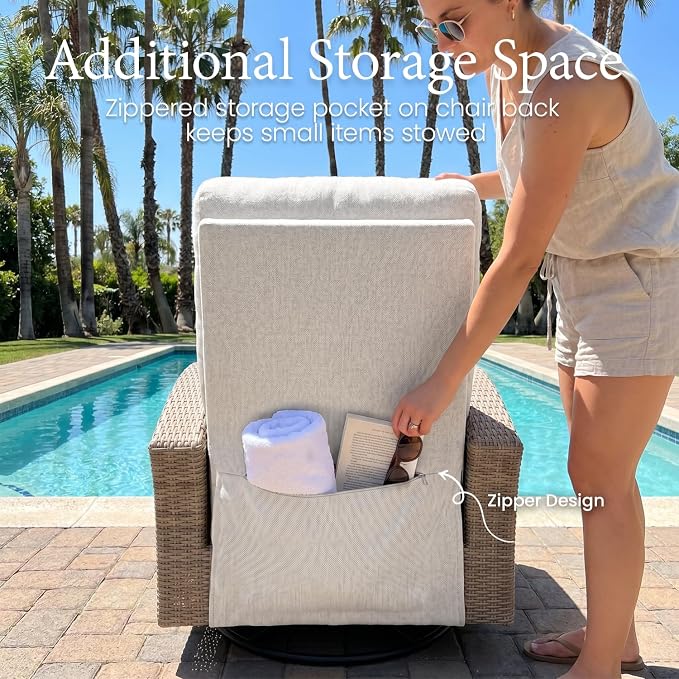 Oversized Wicker Outdoor Swivel Glider Recliner - Image 8