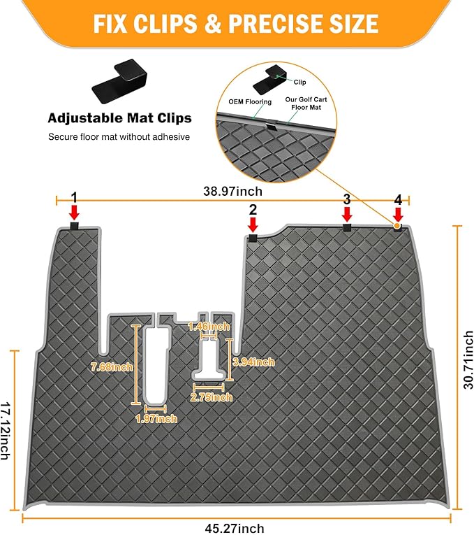 Golf Cart Floor Mat for Yamaha,Customize Non-Slip Full Coverage Liner Matt Replacement Fits to Yamaha G29/Drive, Drive2,Adventurer,QuieTech 2017+,Durable Easy to Clean