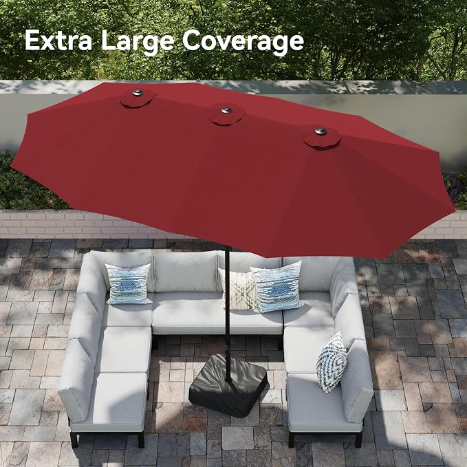 PHI VILLA 15ft Large Outdoor Patio Umbrella - Image 2
