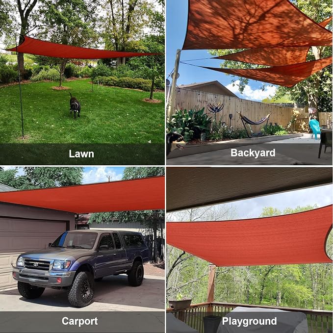 Sun Shade Sail 8' x 10' Terra Red Rectangle UV Block Shade Cover | Outdoor sun - Image 8