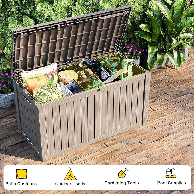 75 Gallon Waterproof Resin Deck Box, UV Resistant Outdoor Storage - Image 4