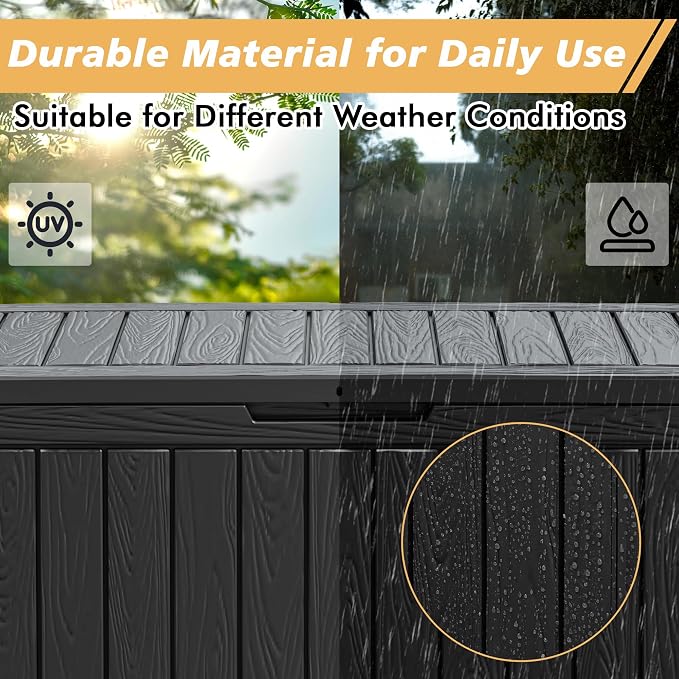 Fancyango 150 Gallon Outdoor Deck Box Waterproof, Large Storage Box - Image 3