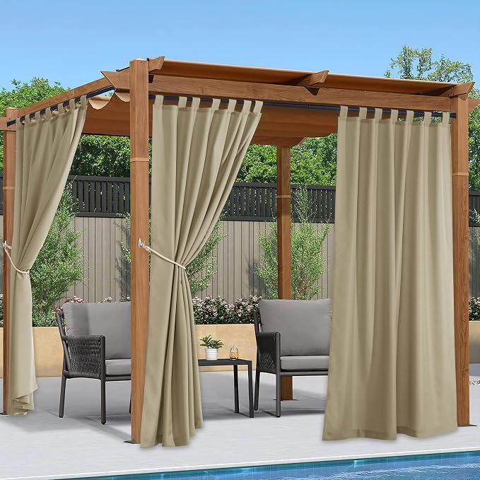 NICETOWN Patio Curtains Outdoor Waterproof 84 inch Long 2 Panels=110" Wide by NICETOWN
