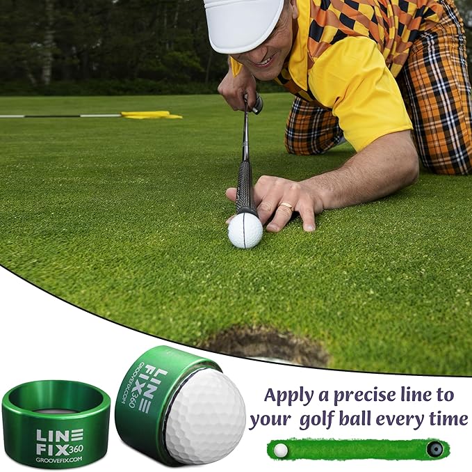 LineFix360 (Green) Golf Ball Alignment Marker – Precision 360° Line Tool for Enhanced Putting Accuracy
