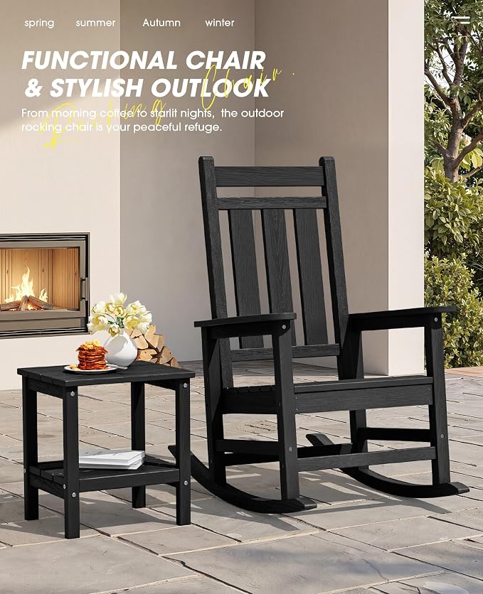 Oversized Outdoor Rocking Chair Set of 6, HDPE Patio Rockers - Image 9