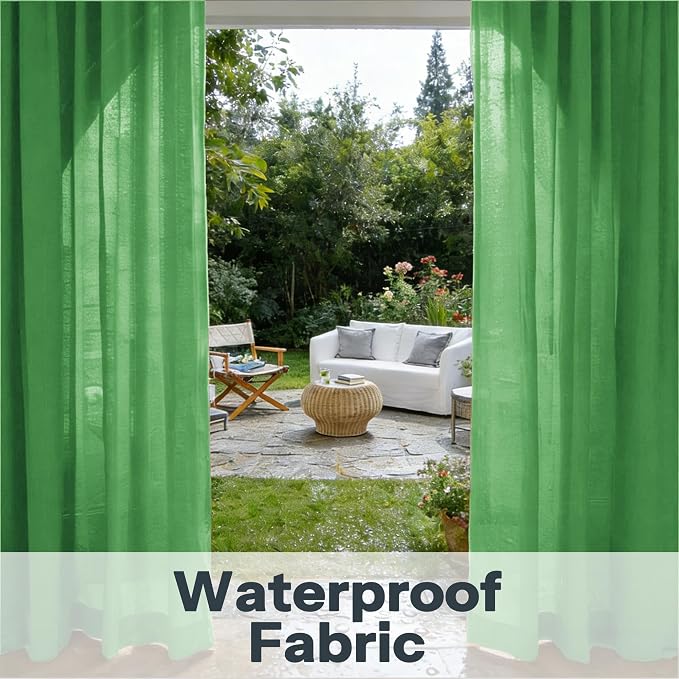 Outdoor Sheer Curtains for Patio Waterproof, 2 Panels Rod Pocket Indoor/Outdoor - Image 6