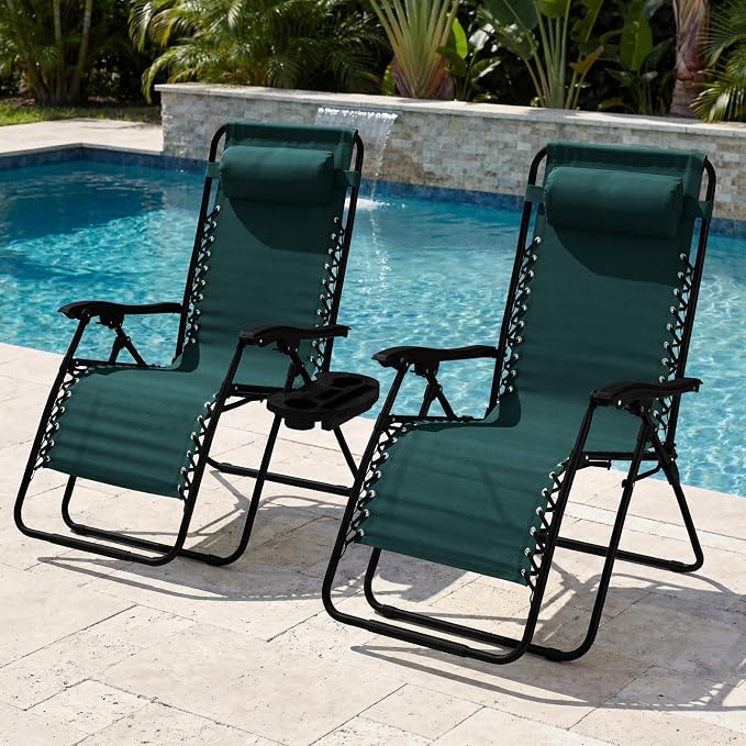 Best Choice Products Set of 2 Extra Wide Adjustable Steel Mesh Zero Gravity - Image 2