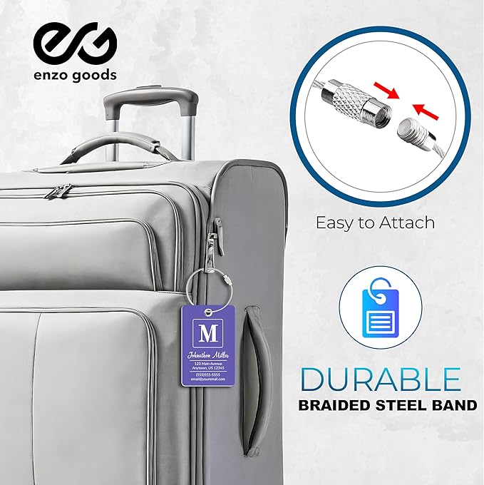 Personalized Luggage Tag | Custom Luggage Tags for Suitcases | Kids Backpack Tag | 10 Color Options & Choose Font, Font Color